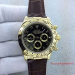 2017 Replica Rolex Cosmograph Daytona Watch Yellow Gold Black Roman Leather  (1)_th.jpg